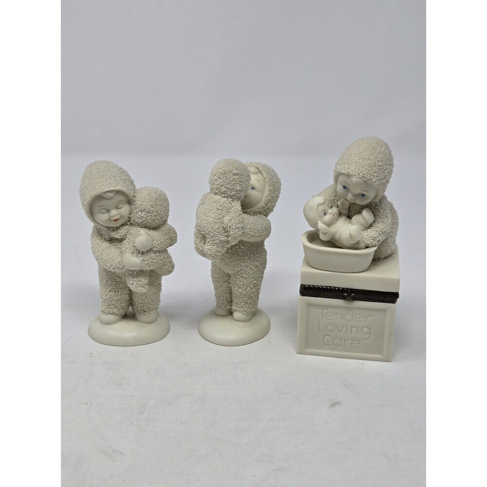 VINTAGE DEPT 56 SNOWBABIES LOT OF 3 CHRISTMAS FIGURINES SNOWBABY DOLL TLC BOX